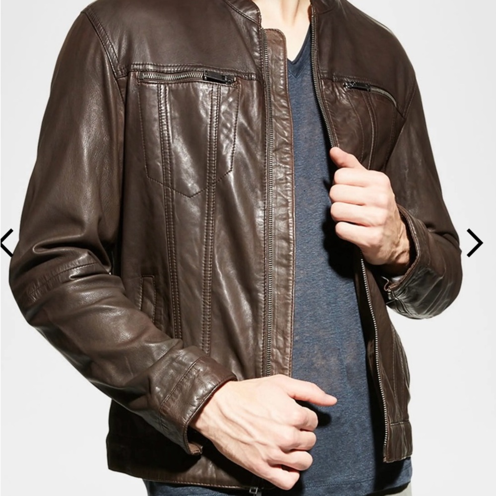 John Varvatos “Brando” Chocolate Leather Jacket - Picture 5 of 11